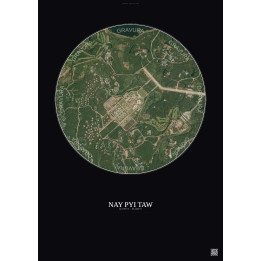 Nay Pyi Taw Satellite View Poster 2.5km Color | Gravura – Dark b