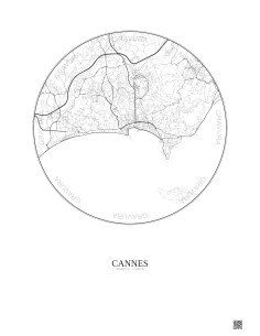 Affiche Cannes – Poster carte de ville 5km | Gravura – Fond clair