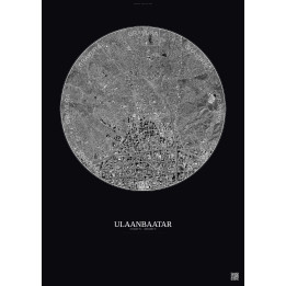 Ulaanbaatar Satellite View Poster 2.5km B&W | Gravura – Dark bac