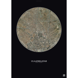 Ulaanbaatar Satellite View Poster 2.5km Color | Gravura – Dark b
