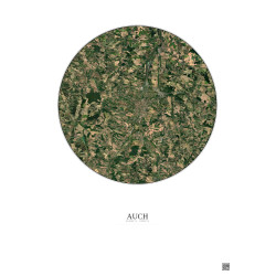Affiche Auch – Poster vue satellite 10km Couleur | Gravura – Fond clair