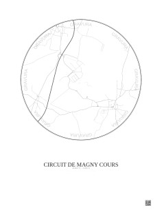 Affiche Circuit De Magny Cours – Poster carte de ville 2.5km | Gravura – Fond clair