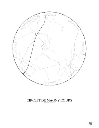 Affiche Circuit De Magny Cours – Poster carte de ville 2.5km | Gravura – Fond clair