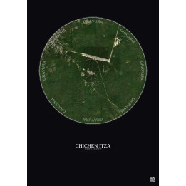 Chichen Itza Satellite View Poster 2.5km Color | Gravura – Dark 