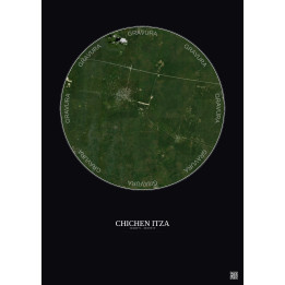 Chichen Itza Satellite View Poster 10km Color | Gravura – Dark b