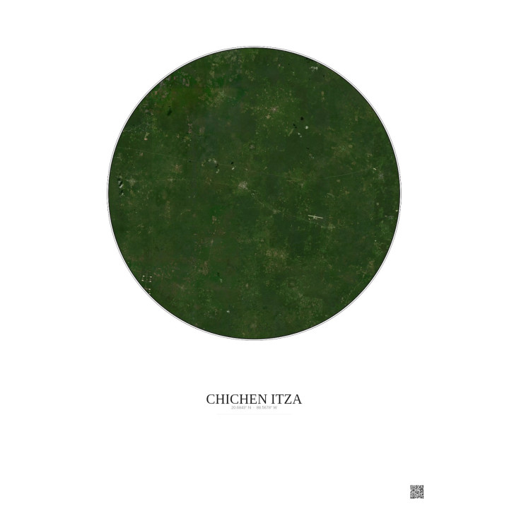 Affiche Chichen Itza – Poster vue satellite 30km Couleur | Gravu