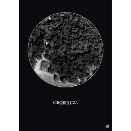 Affiche Chichen Itza – Poster vue satellite 0.1km N&B | Gravura 