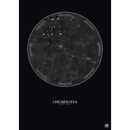 Affiche Chichen Itza – Poster vue satellite 20km N&B | Gravura –