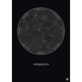 Chichen Itza Satellite View Poster 30km B&W | Gravura – Dark bac