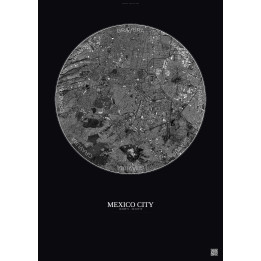 Affiche Mexico City – Poster vue satellite 10km N&B | Gravura – 