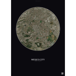 Affiche Mexico City – Poster vue satellite 10km Couleur | Gravur