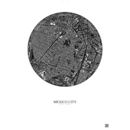 Affiche Mexico City – Poster vue satellite 2.5km N&B | Gravura –