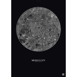 Affiche Mexico City – Poster vue satellite 6km N&B | Gravura – F