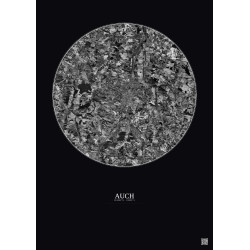 Affiche Auch – Poster vue satellite 10km N&B | Gravura – Fond foncé