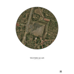 Affiche Teotihuacan – Poster vue satellite 0.5km Couleur | Gravu