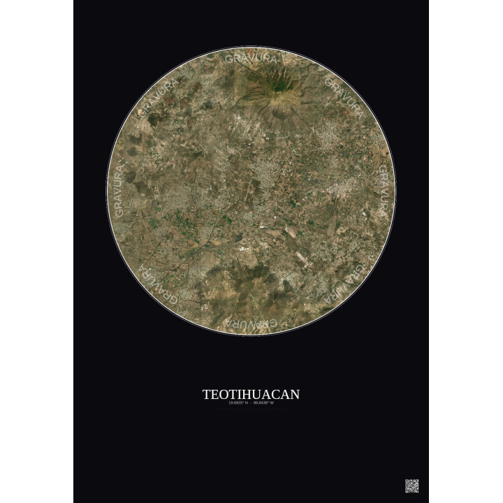 Affiche Teotihuacan – Poster vue satellite 10km Couleur | Gravur