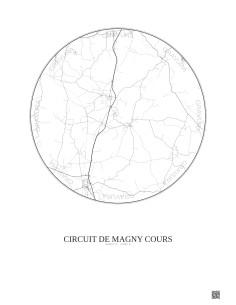 Affiche Circuit De Magny Cours – Poster carte de ville 10km | Gravura – Fond clair