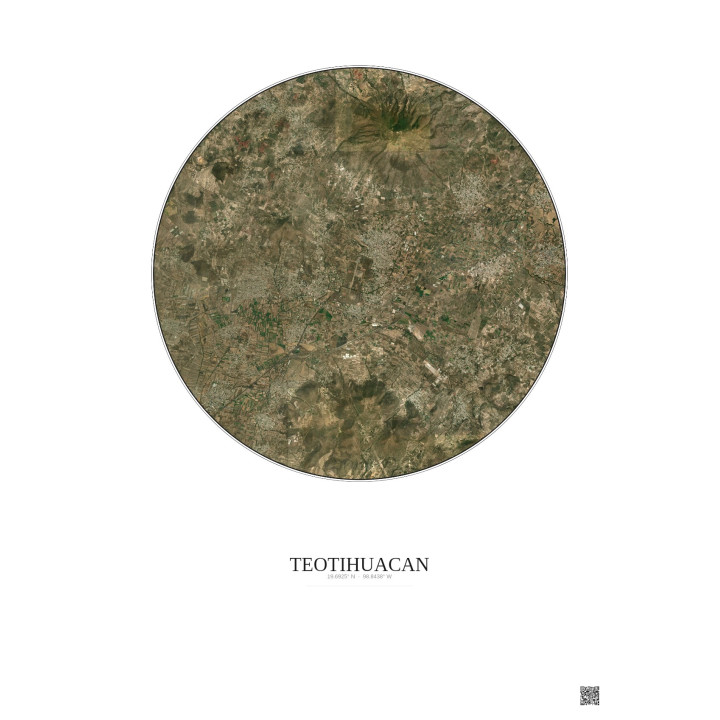 Affiche Teotihuacan – Poster vue satellite 10km Couleur | Gravur