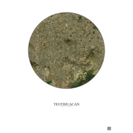 Affiche Teotihuacan – Poster vue satellite 30km Couleur | Gravur
