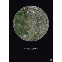 Kuala Lumpur Satellite View Poster 2.5km Color | Gravura – Dark 