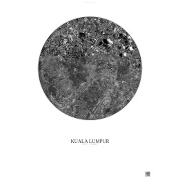 Affiche Kuala Lumpur – Poster vue satellite 6km N&B | Gravura – 