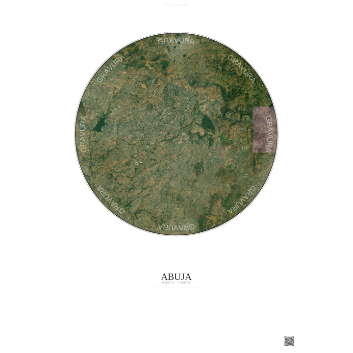 Affiche Abuja – Poster vue satellite 10km Couleur | Gravura – Fo