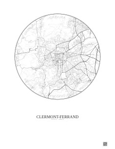 Affiche Clermont Ferrand – Poster carte de ville 5km | Gravura – Fond clair