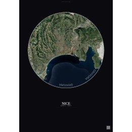 Affiche Nice – Poster vue satellite 6km Couleur | Gravura – Fond foncé