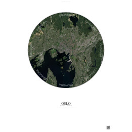 Affiche Oslo – Poster vue satellite 10km Couleur | Gravura – Fon