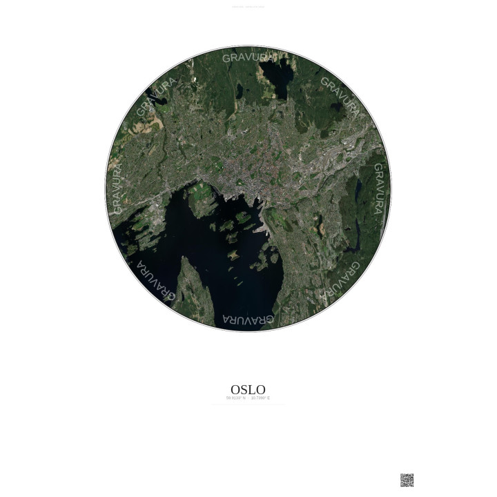Affiche Oslo – Poster vue satellite 10km Couleur | Gravura – Fon