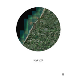 Affiche Biarritz – Poster vue satellite 5km Couleur | Gravura – Fond clair
