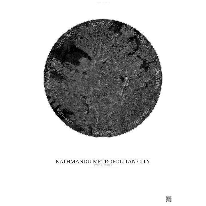 Affiche Kathmandu Metropolitan City – Poster vue satellite 10km 