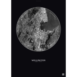 Affiche Wellington – Poster vue satellite 2.5km N&B | Gravura – 