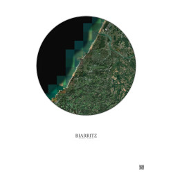 Affiche Biarritz – Poster vue satellite 10km Couleur | Gravura – Fond clair