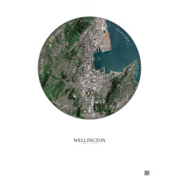 Wellington Satellite View Poster 2.5km Color | Gravura – Light b