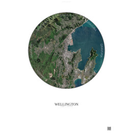Affiche Wellington – Poster vue satellite 6km Couleur | Gravura 