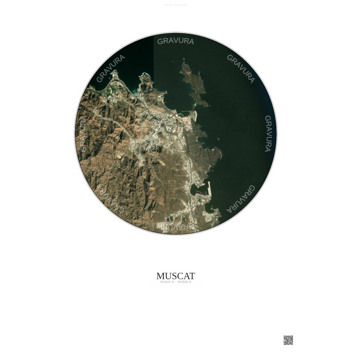 Affiche Muscat – Poster vue satellite 2.5km Couleur | Gravura – 