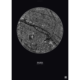 Affiche Paris – Poster vue satellite 2.5km N&B | Gravura – Fond foncé