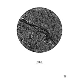 Affiche Paris – Poster vue satellite 2.5km N&B | Gravura – Fond clair