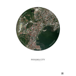 Affiche Panama City – Poster vue satellite 2.5km Couleur | Gravu