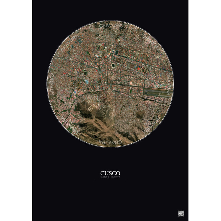Affiche Cusco – Poster vue satellite 2.5km Couleur | Gravura – F