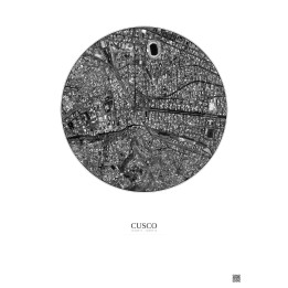Affiche Cusco – Poster vue satellite 1km N&B | Gravura – Fond cl