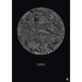 Affiche Cusco – Poster vue satellite 30km N&B | Gravura – Fond f