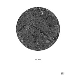 Affiche Paris – Poster vue satellite 6km N&B | Gravura – Fond clair