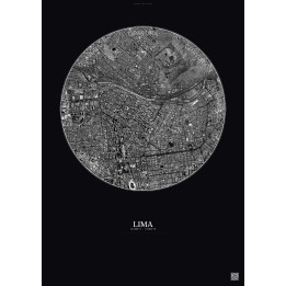 Affiche Lima – Poster vue satellite 2.5km N&B | Gravura – Fond f