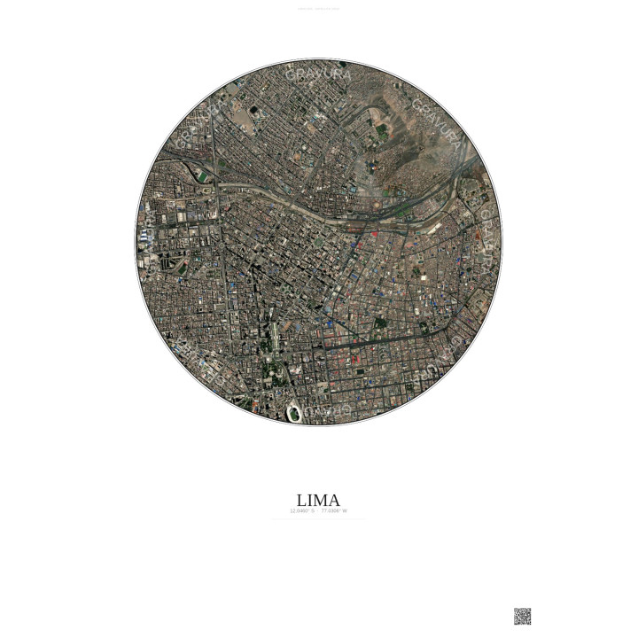 Affiche Lima – Poster vue satellite 2.5km Couleur | Gravura – Fo