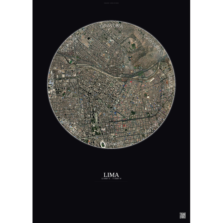 Affiche Lima – Poster vue satellite 2.5km Couleur | Gravura – Fo