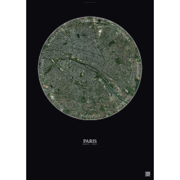 Affiche Paris – Poster vue satellite 6km Couleur | Gravura – Fond foncé