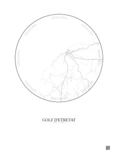 Affiche Golf D Etretat – Poster carte de ville 5km | Gravura – Fond clair