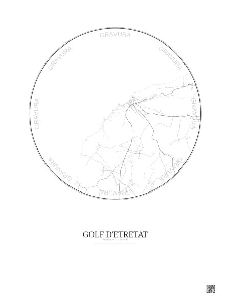 Affiche Golf D Etretat – Poster carte de ville 5km | Gravura – Fond clair